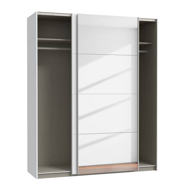 Zweefdeurkast Louesta met spiegel wit - 170 x 211 cm