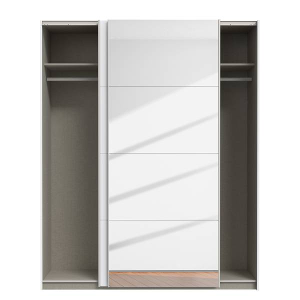 Zweefdeurkast Louesta met spiegel wit - 170 x 211 cm