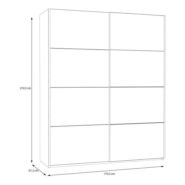 Zweefdeurkast Louesta met spiegel wit - 170 x 211 cm