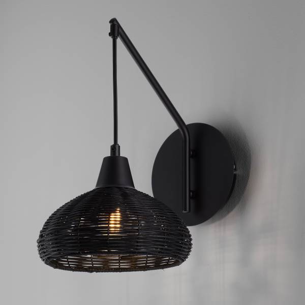 Wandleuchte Fado Typ A Aluminium / Rattan - Schwarz
