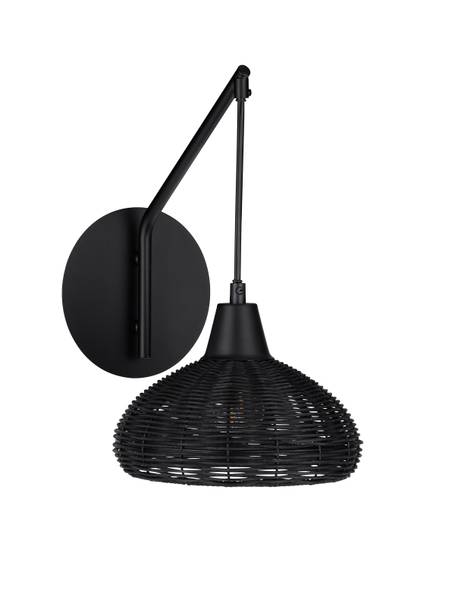 Wandleuchte Fado Typ A Aluminium / Rattan - Schwarz