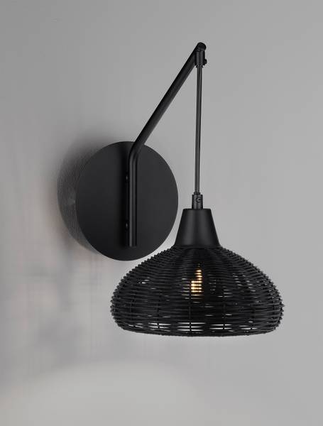 Wandleuchte Fado Typ A Aluminium / Rattan - Schwarz