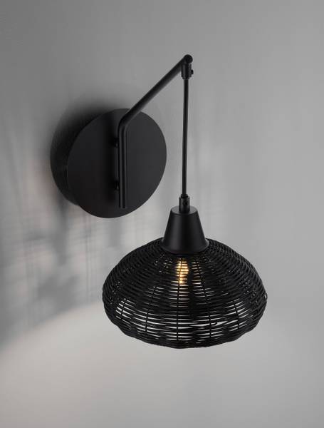 Wandleuchte Fado Typ A Aluminium / Rattan - Schwarz