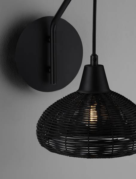 Wandleuchte Fado Typ A Aluminium / Rattan - Schwarz
