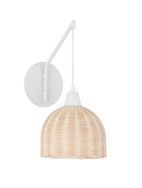 Applique Fado type B aluminium / rotin - blanc