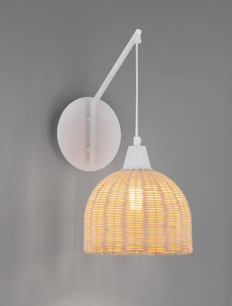 Applique Fado type B aluminium / rotin - blanc