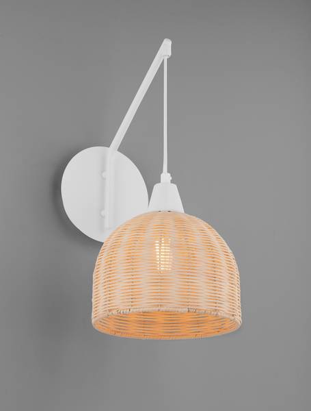 Applique Fado type B aluminium / rotin - blanc