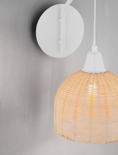 Applique Fado type B aluminium / rotin - blanc
