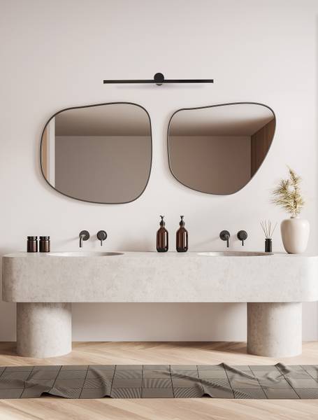 Badleuchte Breggo Aluminium - Schwarz - Breite: 81 cm