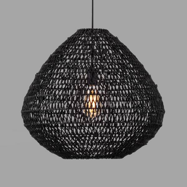 Pendelleuchte Capa Typ B Aluminium / Rattan - Schwarz