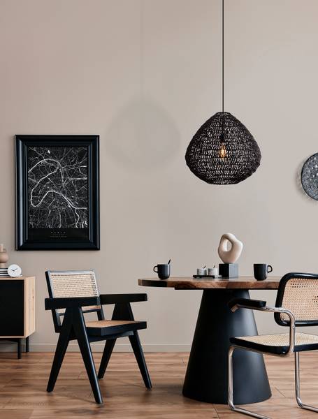 Pendelleuchte Capa Typ B Aluminium / Rattan - Schwarz