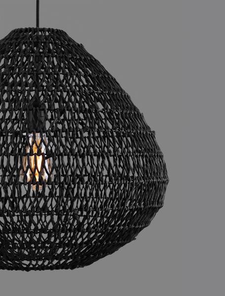 Pendelleuchte Capa Typ B Aluminium / Rattan - Schwarz