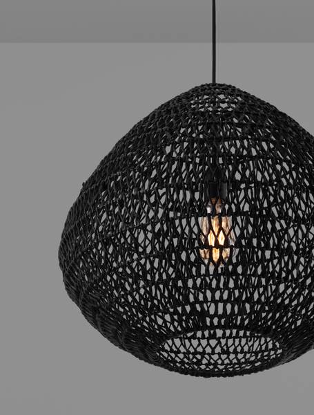 Pendelleuchte Capa Typ B Aluminium / Rattan - Schwarz