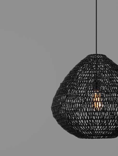 Pendelleuchte Capa Typ B Aluminium / Rattan - Schwarz