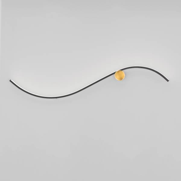 Wandlamp Kima type B aluminium/acrylglas - zwart/goudkleurig