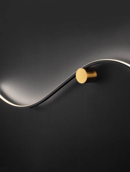 Wandlamp Kima type B aluminium/acrylglas - zwart/goudkleurig