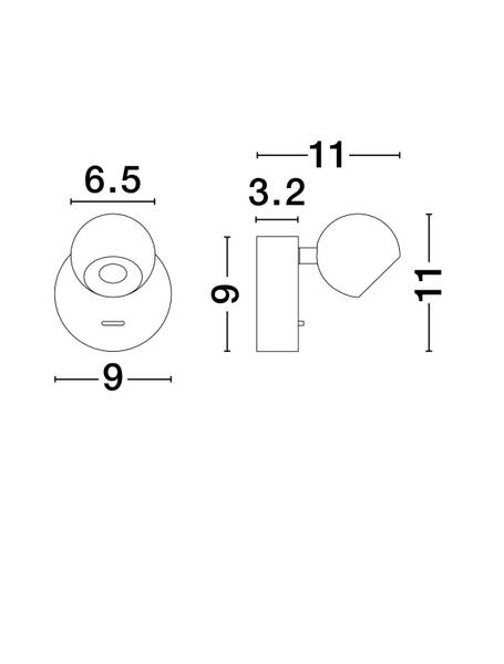 Wandleuchte Sfera Aluminium - Schwarz