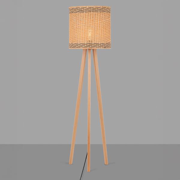 Vloerlamp Plette bamboe/plantenblad - bruin