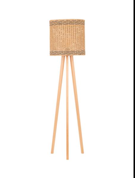 Vloerlamp Plette bamboe/plantenblad - bruin