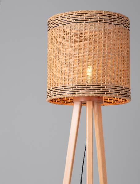 Vloerlamp Plette bamboe/plantenblad - bruin