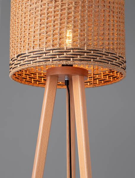 Vloerlamp Plette bamboe/plantenblad - bruin