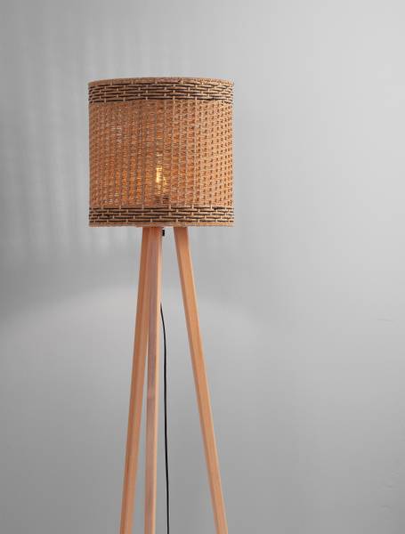 Vloerlamp Plette bamboe/plantenblad - bruin