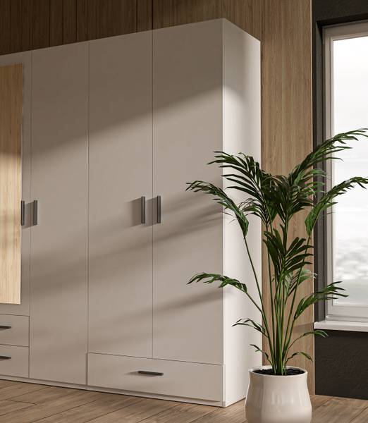 Armadio battente con cassetti Tabourt bianco - Larghezza: 89 cm