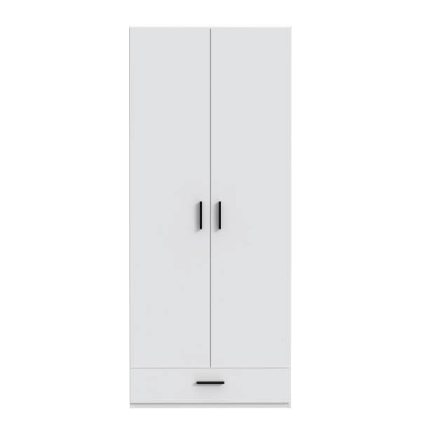 Armadio battente con cassetti Tabourt bianco - Larghezza: 89 cm