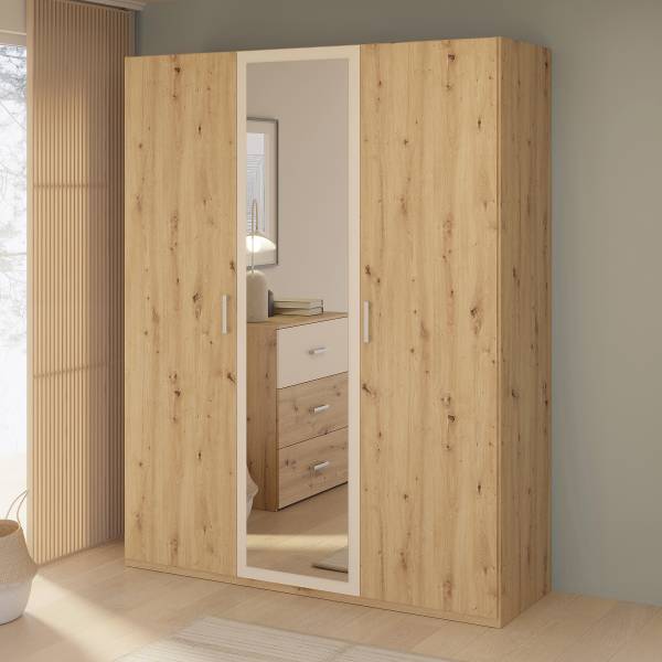 Armadio battente Harboza Cashmere / Effetto rovere