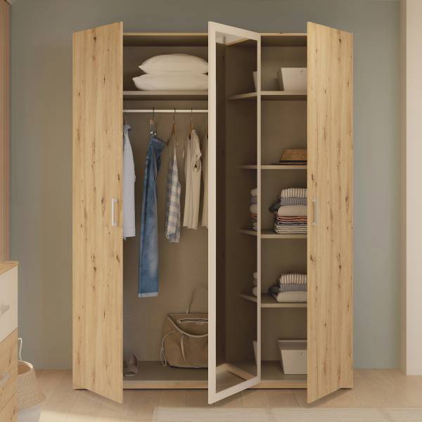 Armadio battente Harboza Cashmere / Effetto rovere