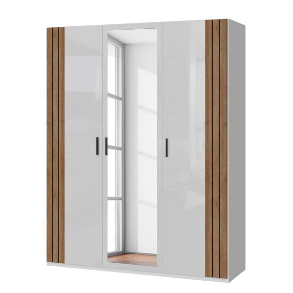 Armoire à portes battantes Piechov Blanc / Imitation chêne Riviera