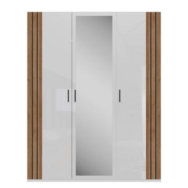 Armoire à portes battantes Piechov Blanc / Imitation chêne Riviera