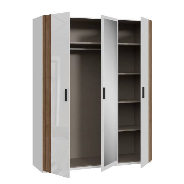 Armoire à portes battantes Piechov Blanc / Imitation chêne Riviera