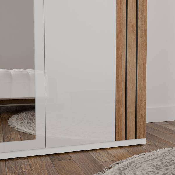 Armoire à portes battantes Piechov Blanc / Imitation chêne Riviera