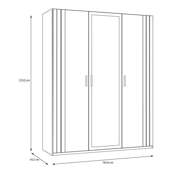 Armoire à portes battantes Piechov Blanc / Imitation chêne Riviera
