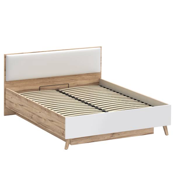 Struttura letto Weser con testiera Bianco / Effetto rovere