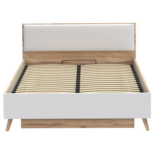 Struttura letto Weser con testiera Bianco / Effetto rovere