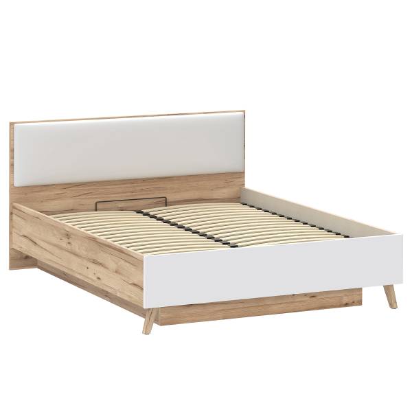 Struttura letto Weser con testiera Bianco / Effetto rovere