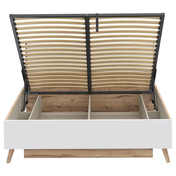 Struttura letto Weser con testiera Bianco / Effetto rovere