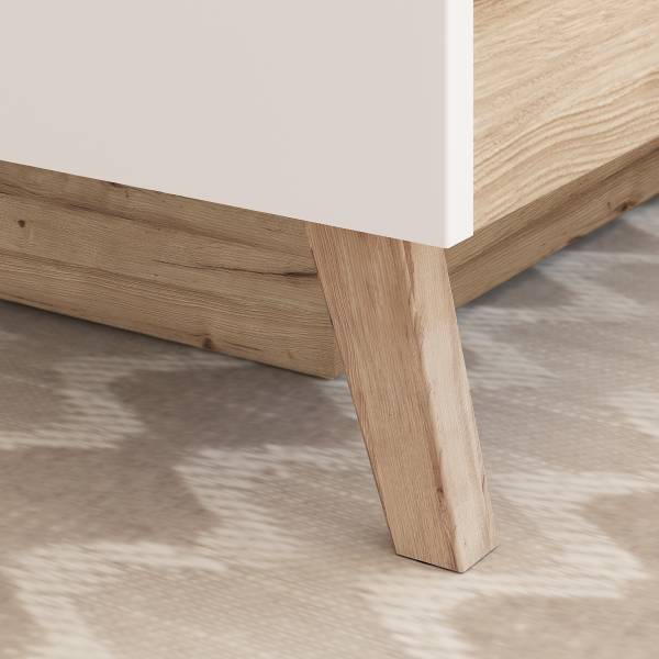 Struttura letto Weser con testiera Bianco / Effetto rovere
