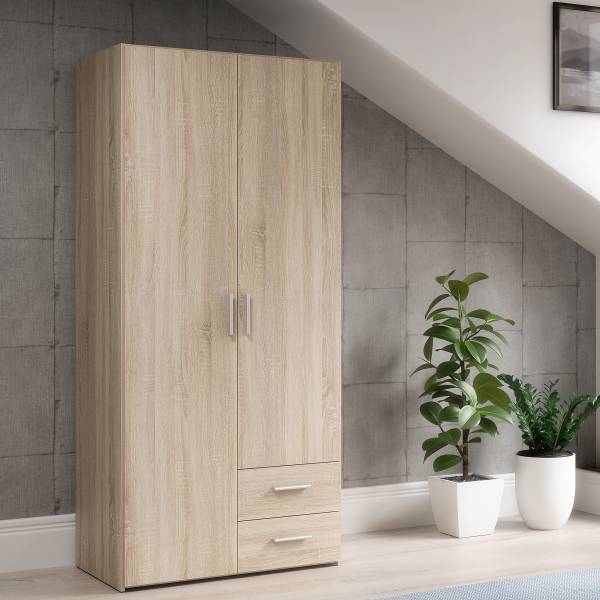 Armoire à portes battantes Klasine Imitation chêne Sonoma