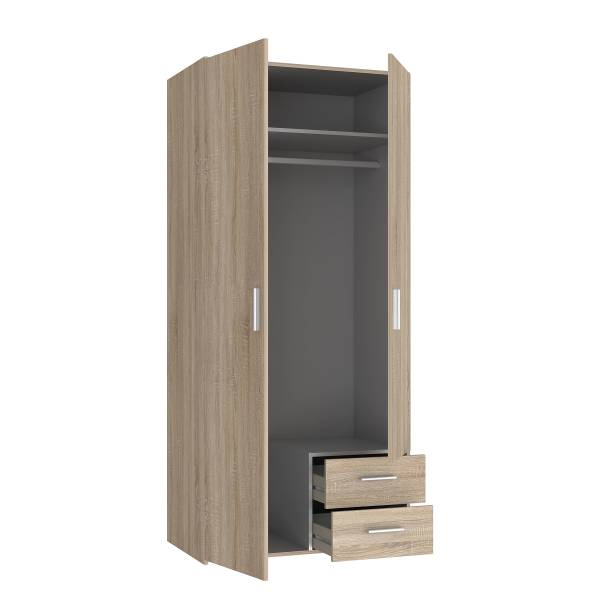 Armoire à portes battantes Klasine Imitation chêne Sonoma