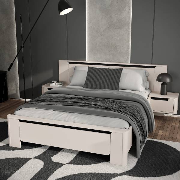 Struttura letto Zhamari Cashmere / nero - 160 x 200cm