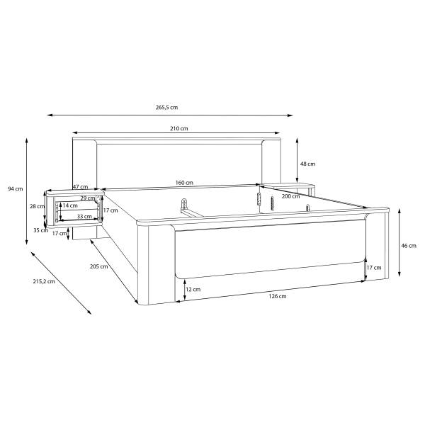 Struttura letto Zhamari Cashmere / nero - 160 x 200cm