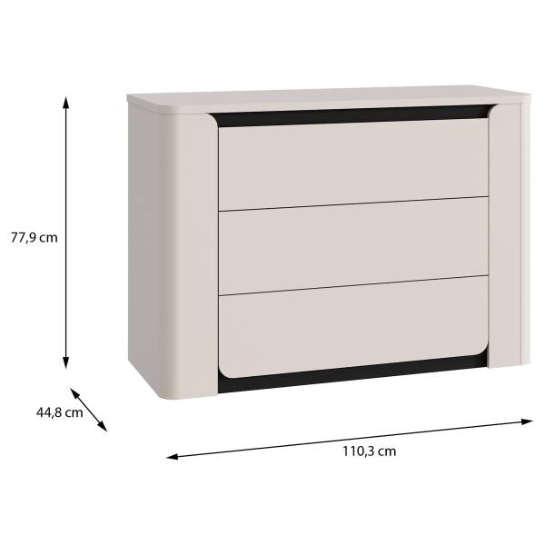 Kommode Zhamari Breite 111 cm Kaschmir / Schwarz