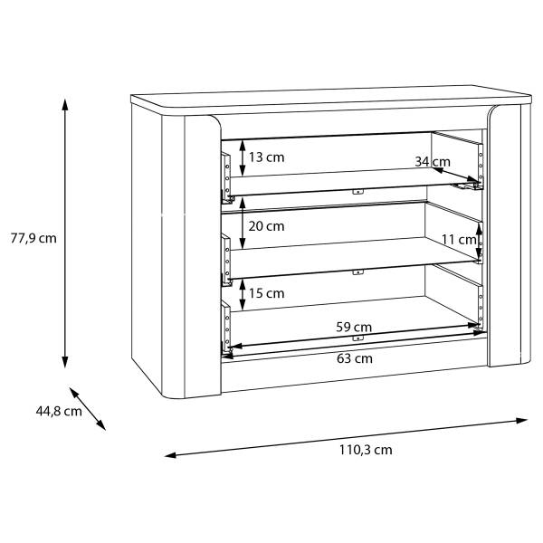 Kommode Zhamari Breite 111 cm Kaschmir / Schwarz