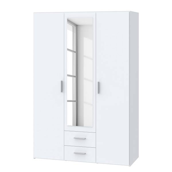 Armadio battente con specchio Klasine bianco