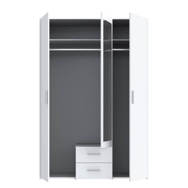 Armadio battente con specchio Klasine bianco