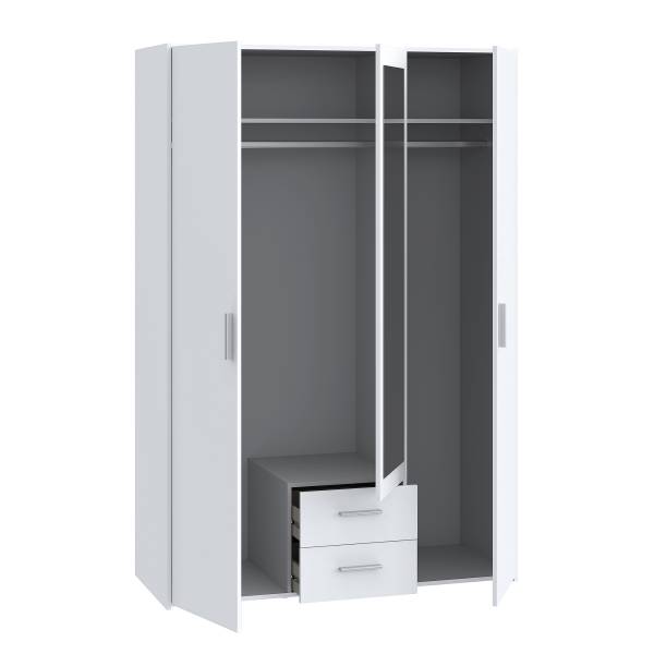 Armadio battente con specchio Klasine bianco