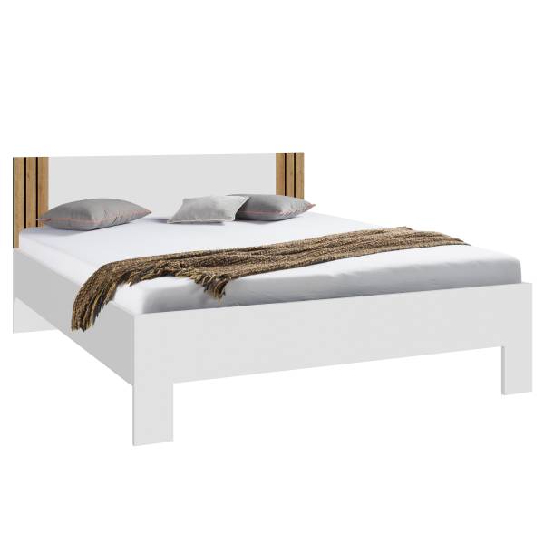 Bedframe Piechov wit/Riviera eikenhouten look - 160 x 200 cm